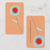 オレンジとブルーのフローライエロー水玉模様 名刺 (正面/裏面)