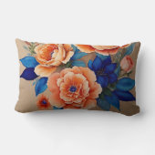 オレンジとブルーのフローラ ランバークッション (裏面)