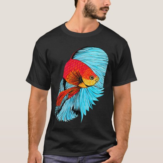 オレンジとブルーのベタの芸術 Tシャツ (正面)