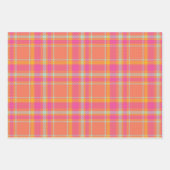 オレンジとブルーのホットピンクのレトロプレイド ラッピングペーパーシート (正面)