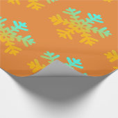 オレンジとブルーの冬の雪片のラッピング紙 ラッピングペーパー (角)