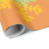 オレンジとブルーの冬の雪片のラッピング紙 ラッピングペーパー (ロールコーナー)