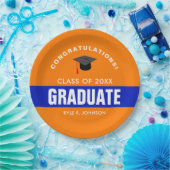 オレンジとブルーの卒パーソナライズされた業 ペーパープレート (パーティー)