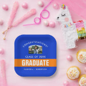 オレンジとブルーの卒業パーソナライズされた写真 ペーパープレート (パーティー)