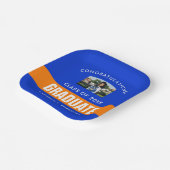 オレンジとブルーの卒業パーソナライズされた写真 ペーパープレート (傾斜あり)