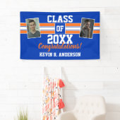 オレンジとブルーの卒業写真おめでとう 横断幕 (インサイチュ)