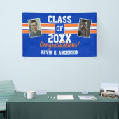 オレンジとブルーの卒業写真おめでとう 横断幕 (トレードショー)