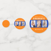 オレンジとブルーの卒業写真コラージュカスタム コンフェッティ (裏面)