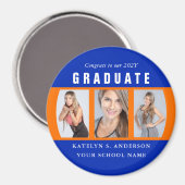 オレンジとブルーの卒業写真コラージュカスタム マグネット (正面/裏面)
