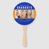 オレンジとブルーの卒業写真コラージュ ハンドファン (正面)