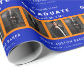 オレンジとブルーの卒業写真コラージュ ラッピングペーパー (ロールコーナー)