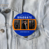 オレンジとブルーの卒業写真コラージュ 缶バッジ (インサイチュ)