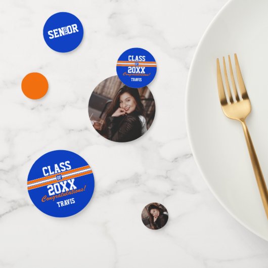 オレンジとブルーの卒業式カスタムおめでとう コンフェッティ (グループ)