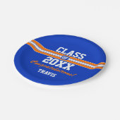 オレンジとブルーの卒業式カスタムおめでとう ペーパープレート (アングル)