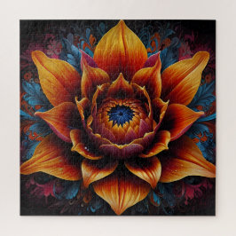 オレンジとブルーの巨大な花頭開花 ジグソーパズル