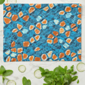 オレンジとブルーの抽象芸術アート キッチンタオル (折り畳み)