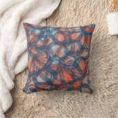 オレンジとブルーの抽象芸術 クッション (ブランケット)