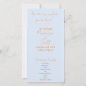 オレンジとブルーの結婚式プログラム (正面)