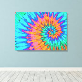 オレンジとブルーの絞り染め24"x18"アート キャンバスプリント (インサイチュ (ウッドフロア))