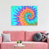 オレンジとブルーの絞り染め24"x18"アート キャンバスプリント (インサイチュ (リビング))