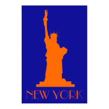 オレンジとブルーの自由とニューヨークの像