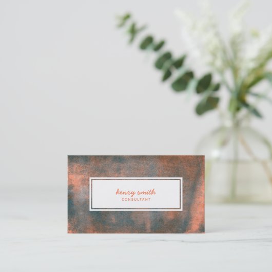 オレンジとブルーの転がインクトレンディーモダン 名刺 (スタンド正面)