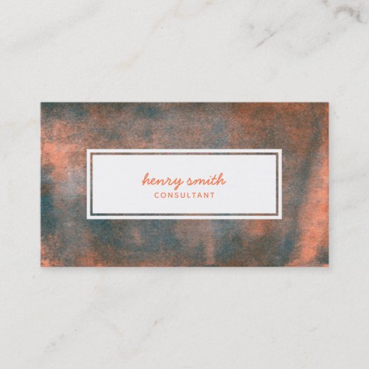 オレンジとブルーの転がインクトレンディーモダン 名刺 (正面)