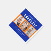 オレンジとブルーカスタムの卒業写真コラージュNa スタンダードカクテルナプキン (角)