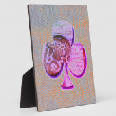 オレンジとブルーデニムの上の紫色のクローバー フォトプラーク (側面)