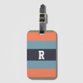 オレンジとブルーモノグラムのストライプの ラゲッジタグ (正面縦)