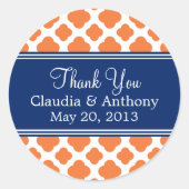 オレンジとブルー王室のクローバーありがとう ラウンドシール (正面)