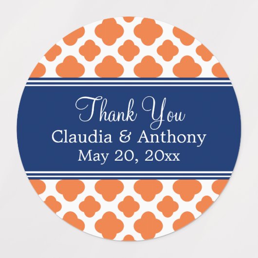 オレンジとブルー王室のクローバーありがとう ラベル (デザイン2)