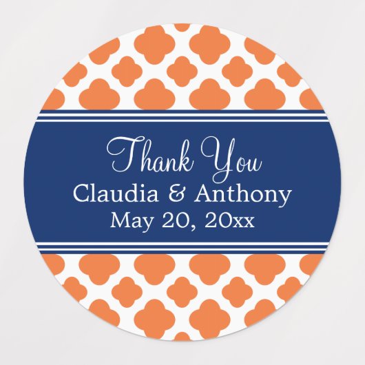 オレンジとブルー王室のクローバーありがとう ラベル (デザイン1)