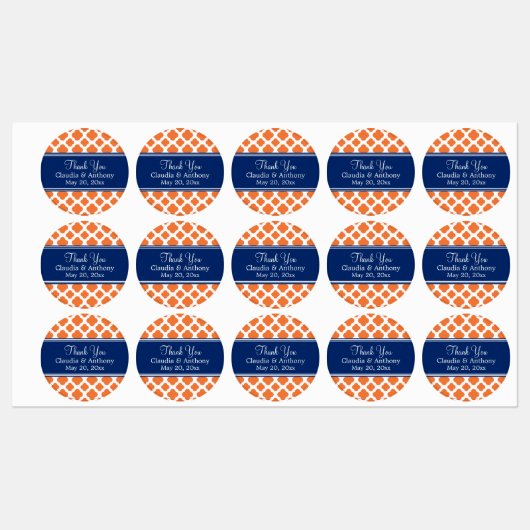 オレンジとブルー王室のクローバーありがとう ラベル (シート)