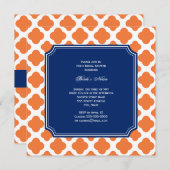 オレンジとブルー王室のクローバーブライダルシャワー 招待状 (正面/裏面)
