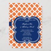 オレンジとブルー王室のクローバーリハーサルディナー 招待状 (正面/裏面)