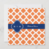 オレンジとブルー王室のクローバーリハーサルディナー 招待状 (裏面)