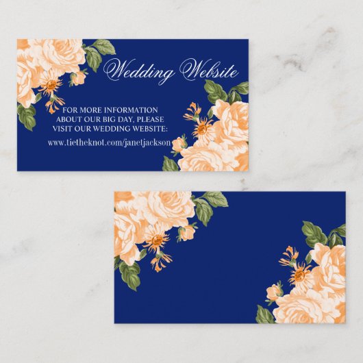 オレンジとブルー結婚の花 エンクロージャーカード (正面/裏面)