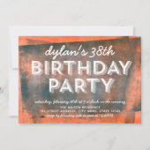 オレンジとブルー転がインク任意の年齢誕生日 招待状 (正面)