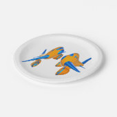 オレンジとブルー鮮やかのアニメ飛行機 ペーパープレート (アングル)