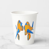 オレンジとブルー鮮やかのアニメ飛行機 紙コップ (正面)