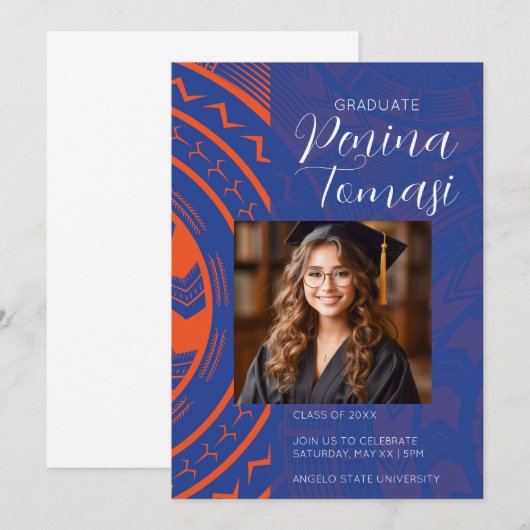 オレンジとブルー 招待状 (正面/裏面)