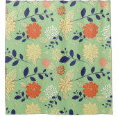 オレンジとベージュの花 シャワーカーテン (正面)