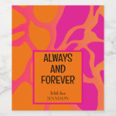 オレンジとホットピンクのグラデーションが常に永遠に ワインラベル (シングルラベル)