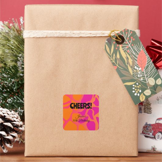 オレンジとホットピンクのグラデーション チェアーズ スクエアシール (クリスマス)