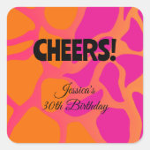 オレンジとホットピンクのグラデーション チェアーズ スクエアシール (正面)