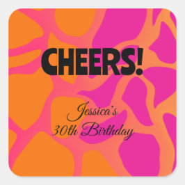 オレンジとホットピンクのグラデーション チェアーズ スクエアシール