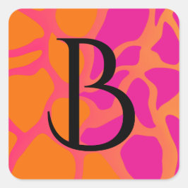 オレンジとホットピンクのグラデーション モノグラム スクエアシール