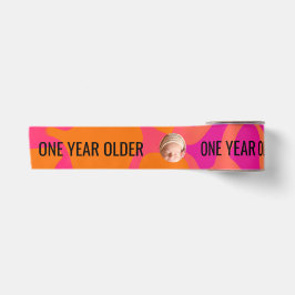オレンジとホットピンクのグラデーション　１歳上の誕生日おめでとう サテンリボン