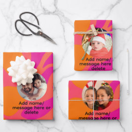 オレンジとホットピンクのフォトグラディエートラッピング紙 ラッピングペーパーシート